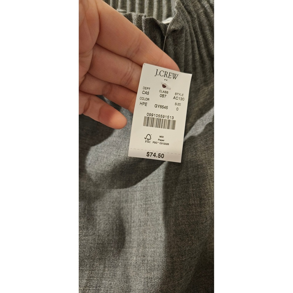 J Crew Wool Blend Sidewalk Skirt 0 Heather Pewter Elastic Waist NWT Paperbag - Picture 4 of 7